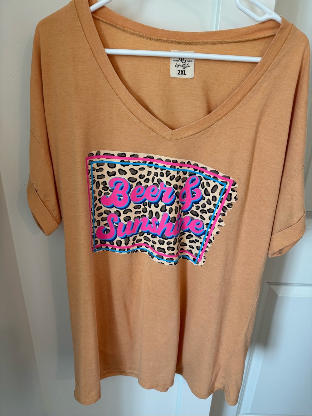 Glitzy Girlz Lifestyle 2XL Tee - Warm Peach